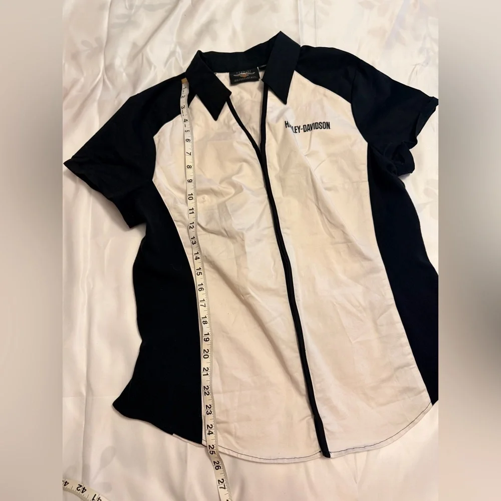 Harley-Davidson Black and White Collared Shirt - Picture 4 of 6